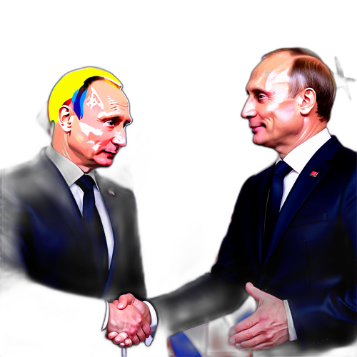 Leaders Sergei Lavrov et Emmanuel Macron se serrant la main