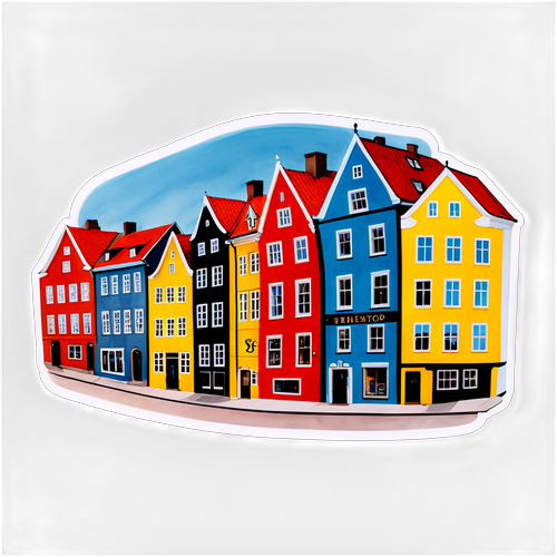 Kunstnerisk klistremerke av Fredrikstads gamle by