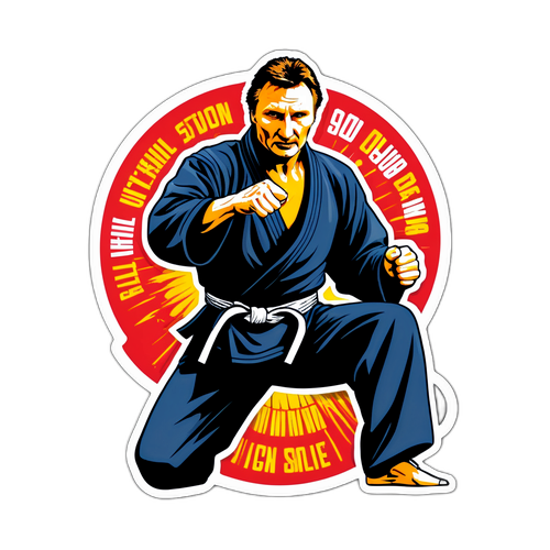 Dynamic naklejka Liam Neeson w ruchu sztuk walki