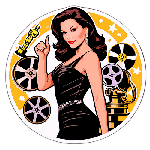 Ein Aufkleber von Catherine Zeta-Jones in glamuröser Pose