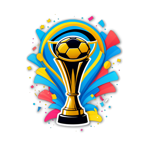 Fotballtrofé med konfetti