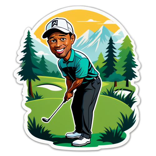 Faites Vibrer Votre Passion pour le Golf avec Ce Sticker Ludique de Tiger Woods!