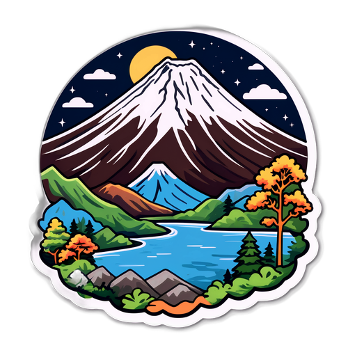 温泉の風景ステッカー