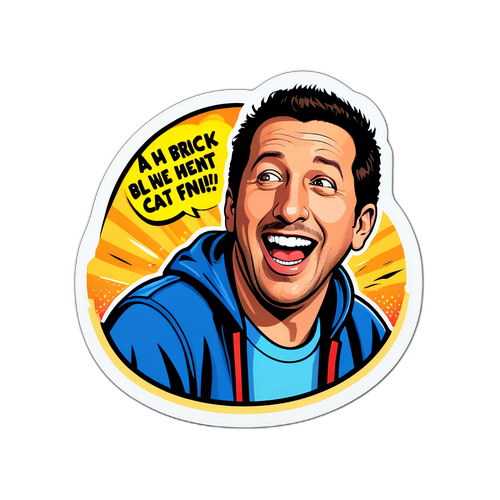 Fargerik klistremerke med ikoniske sitater fra Adam Sandler