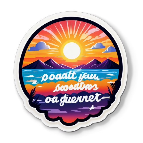Autocolant cu cuvinte inspiraționale pe fundal de apus