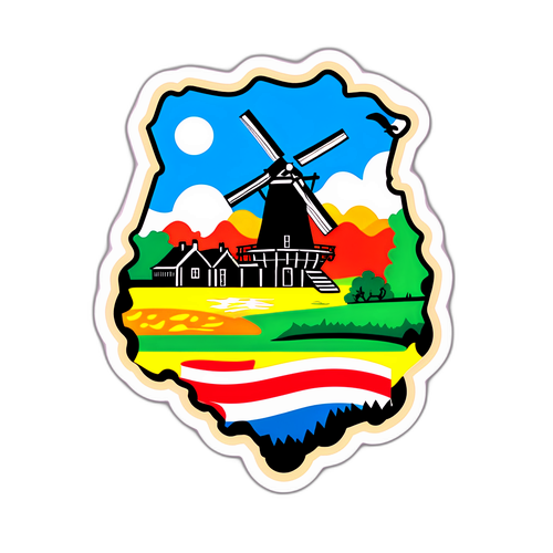 Piękny krajobraz Holandii z elementami kultury polskiej