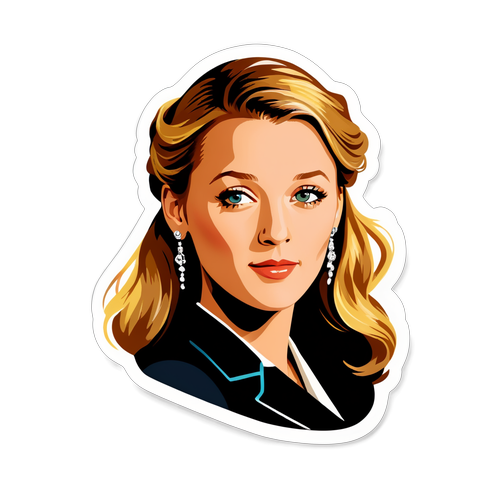 Sticker van Blake Lively met een sfeervolle illustratie van haar meest beroemde rollen in film en televisie