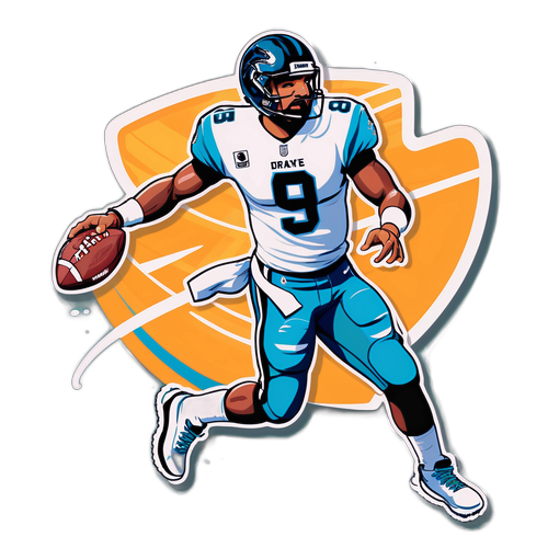 Adesivo di Drake Maye in azione