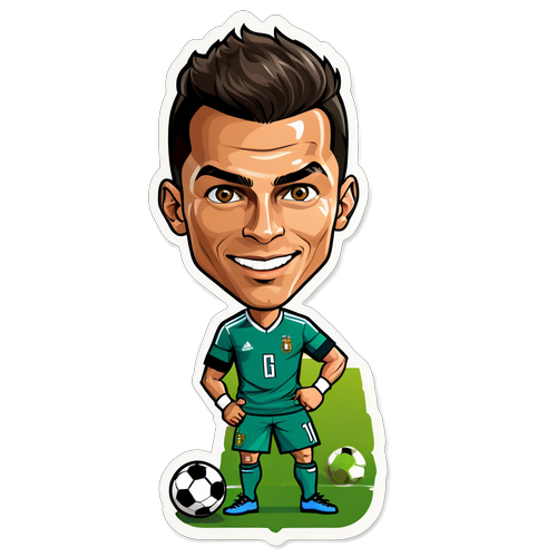 Cristiano Ronaldo karikatúra focilabdával