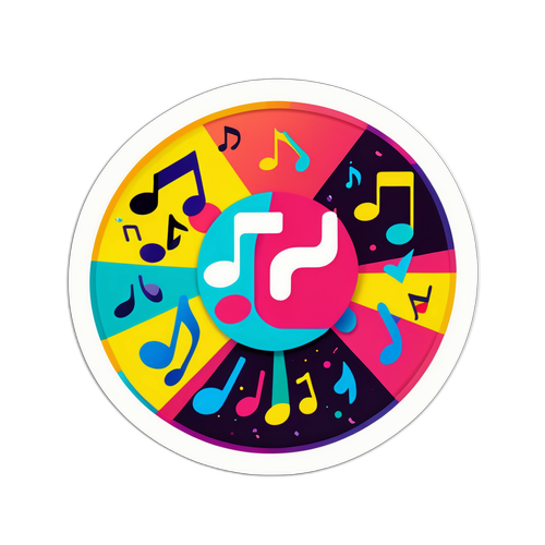 Vibrant TikTok Nálepka s Hudebními Notami