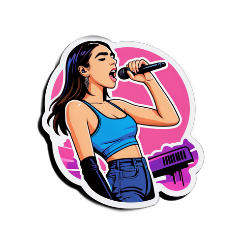 Illustration stylée de Dua Lipa en performance