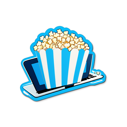 Joyful Laptop and Popcorn Sticker