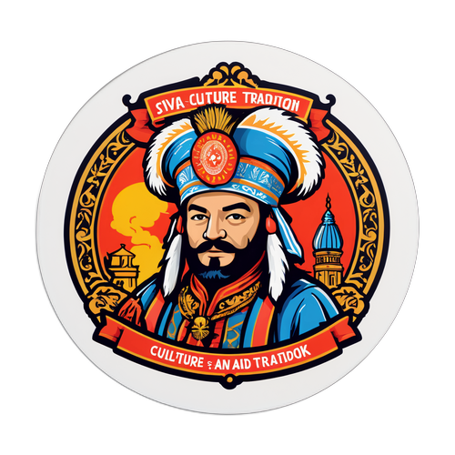 Nálepka se Svatoplukem v historickém oděvu