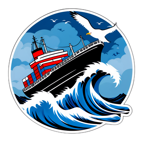 Isang Dramatikong Kahalintulad ng Cargo Ship na Nakatungo sa Mataas na Alon