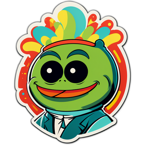 Stiker Abstrak Pepe yang Ceria