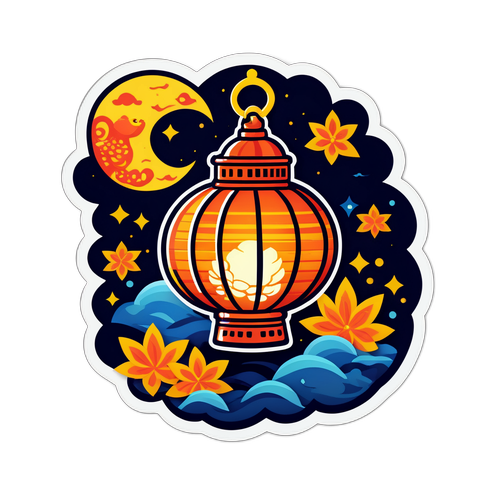 Sticker trang trí đèn lồng nghệ thuật trong lễ hội Trung Thu