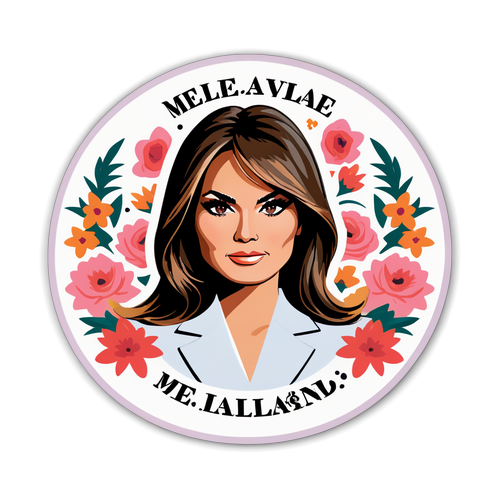 Stylischer Aufkleber von Melania Trump mit Blumen