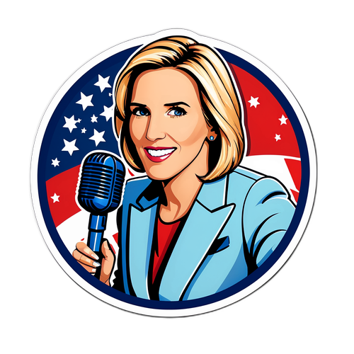 Stylish Sticker of Laura Ingraham with Microphone