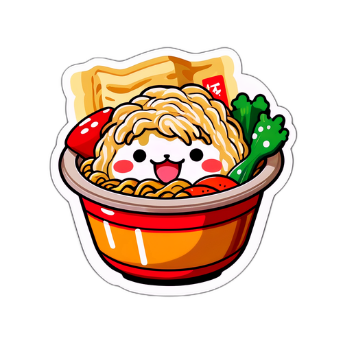 かわいいラーメンキャラクターのステッカー