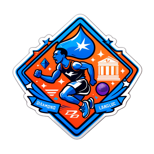 En lekfull design av Diamond League-logoen med ikoniske friidrettsymboler