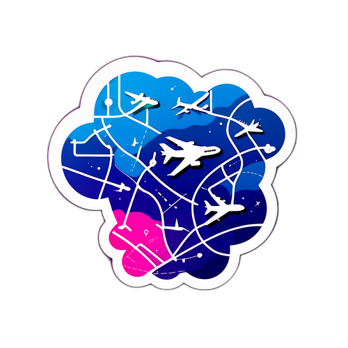 Design abstract reprezentând rutele Wizz Air pe o hartă