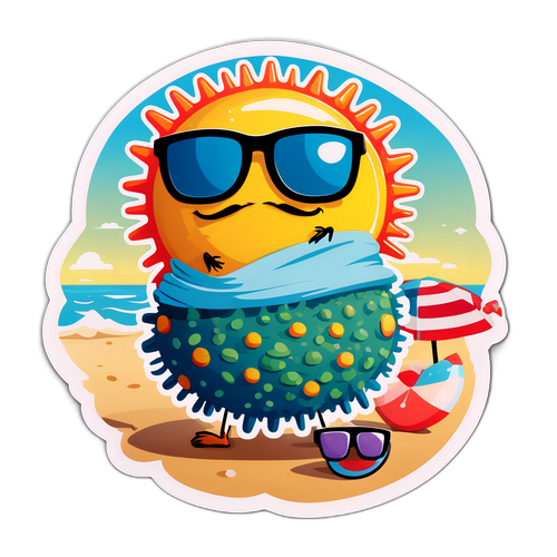 Stiker Virus Santai di Pantai