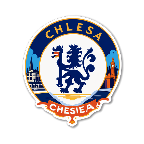 Stiker Logo Chelsea dengan Latar Belakang Lanskap Brighton