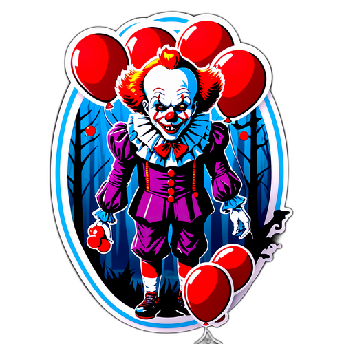 Обложка книги "Оно" с creepy клоуном и красными шарами