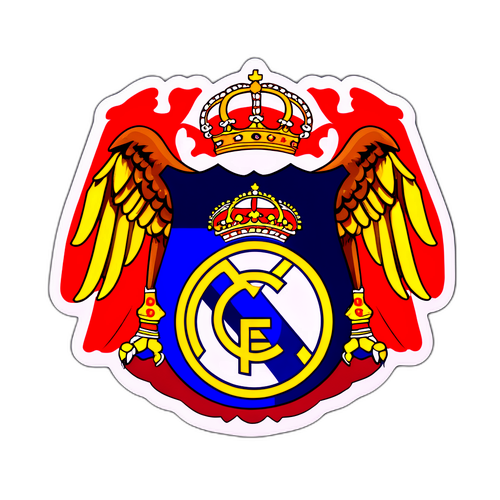 Real Madrid Emblem mit Adler und spanischen Flaggen-Elementen