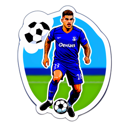 Autocollant de Theo Hernandez en action sur le terrain