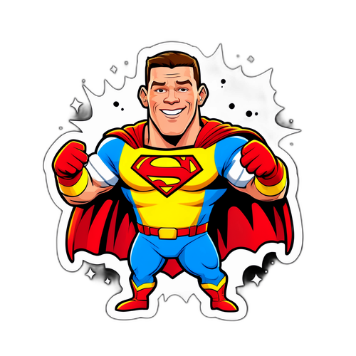 Rappresentazione divertente in stile cartone animato di un supereroe