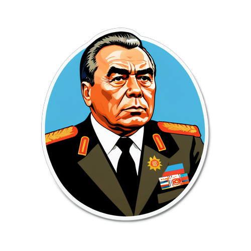 Стильный значок с Брежневым и его культовыми фразами, минимализм