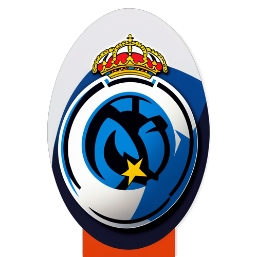 Autocollant en forme de ballon de football avec les logos d'Atalanta et du Real Madrid