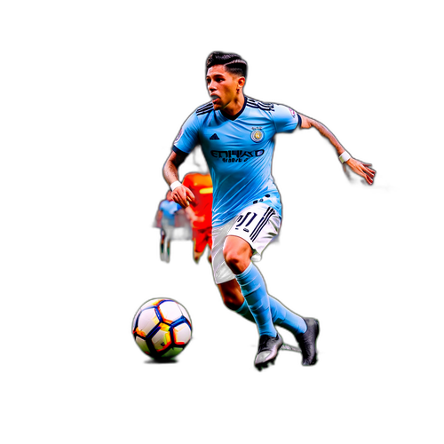 Sticker van Edson Alvarez die de bal naar het doel lanceert