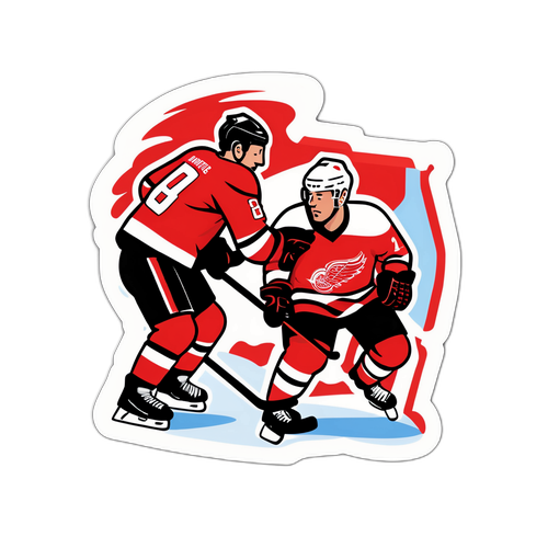 Playful Hockey Game Sticker with Cartoon Players