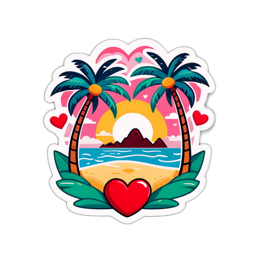 Sticker cu tema romantică 'Insula iubirii'