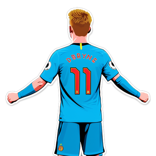 Sticker van De Bruyne die een vrije trap neemt met fans in de stands