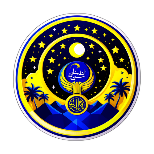Sticker Rekaan Emblem Al Nassr dengan Latar Malam Berbintang