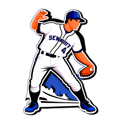 Dynamic Baseball Player Sticker