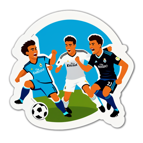 Sticker ng Fierce na Labanan ng Football sa pagitan ng Real Madrid at Celta Vigo