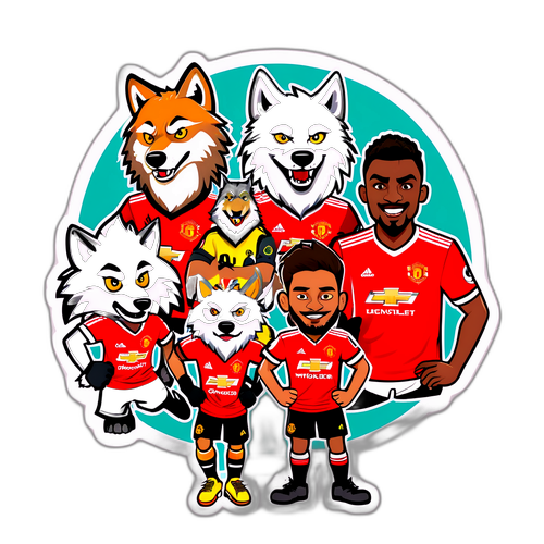 狼隊與曼聯吉祥物幽默貼紙