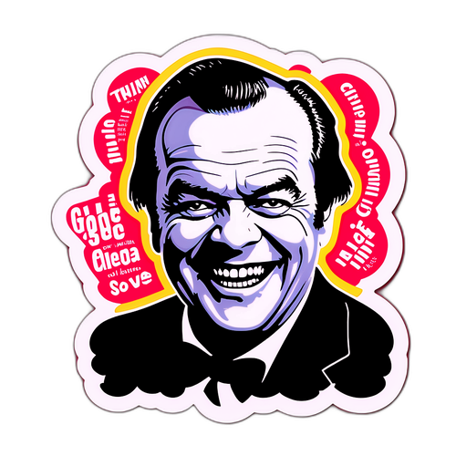 Farverig klistermærke af Jack Nicholson