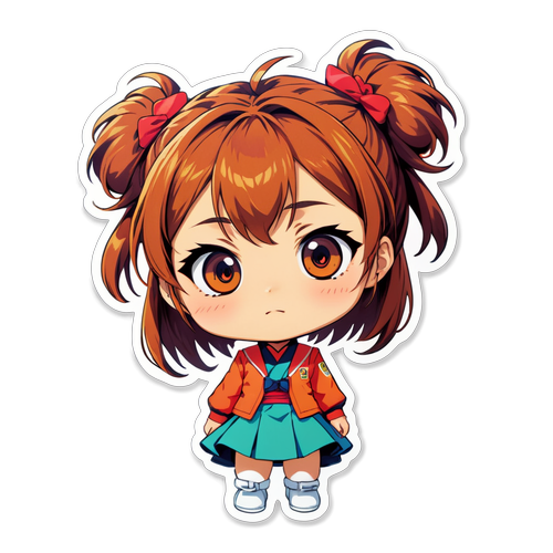 かわいいキャラクターのステッカー：ふくだあすか