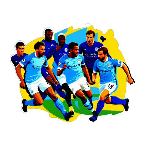 Buntes Premier League Aufkleber: Man City gegen Everton