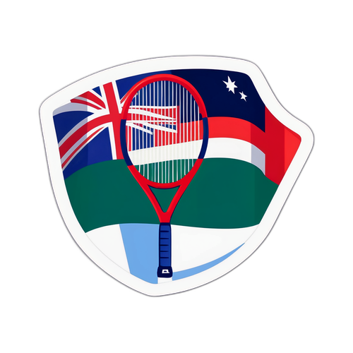 Adesivo da Taça Davis com Raquete e Bandeiras