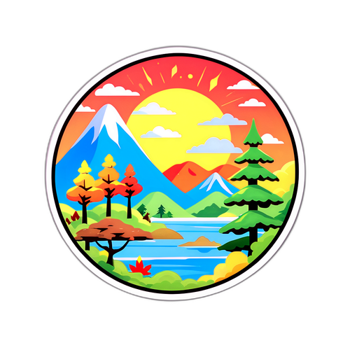 いろは坂の季節の風景に触発されたステッカー