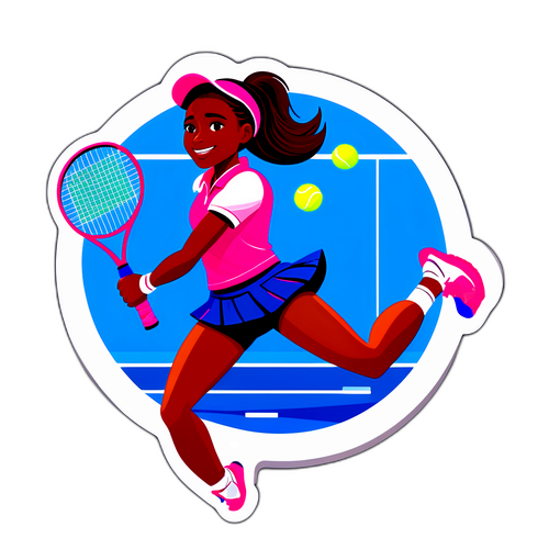 Adesivo estilizado de Coco Gauff jogando tênis