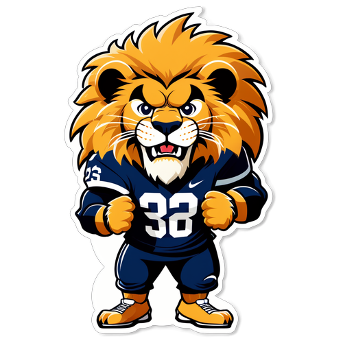 Proudly Roaring: Unleash Your Penn State Football Spirit with This Fierce Lion Mascot Sticker!