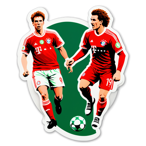 Stickers z meczu Bayern Munich i Celtic FC w stylu lat 90-tych