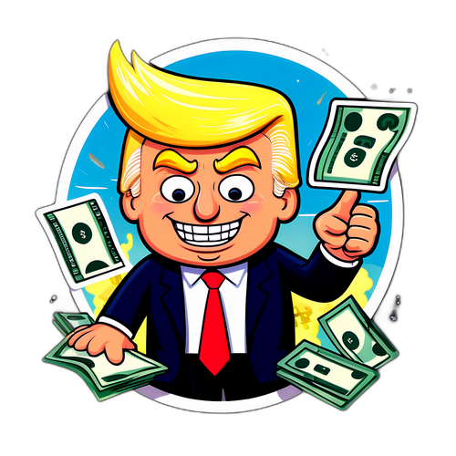 Rolig klistermärke med karikatyr av Donald Trump